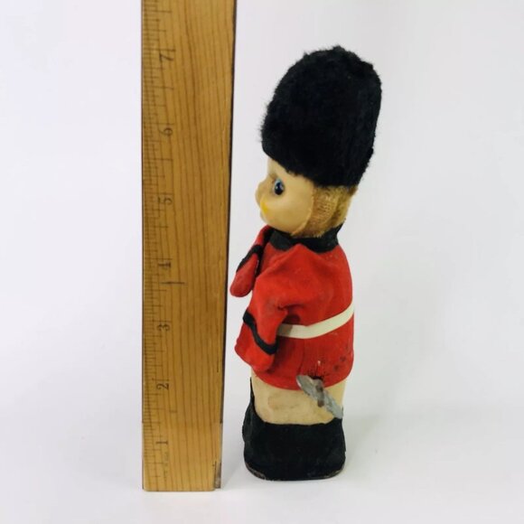 Vintage Key Wind Tow Royal England Soldier Doll Rubber Face Christmas Toy READ! - Picture 2 of 5